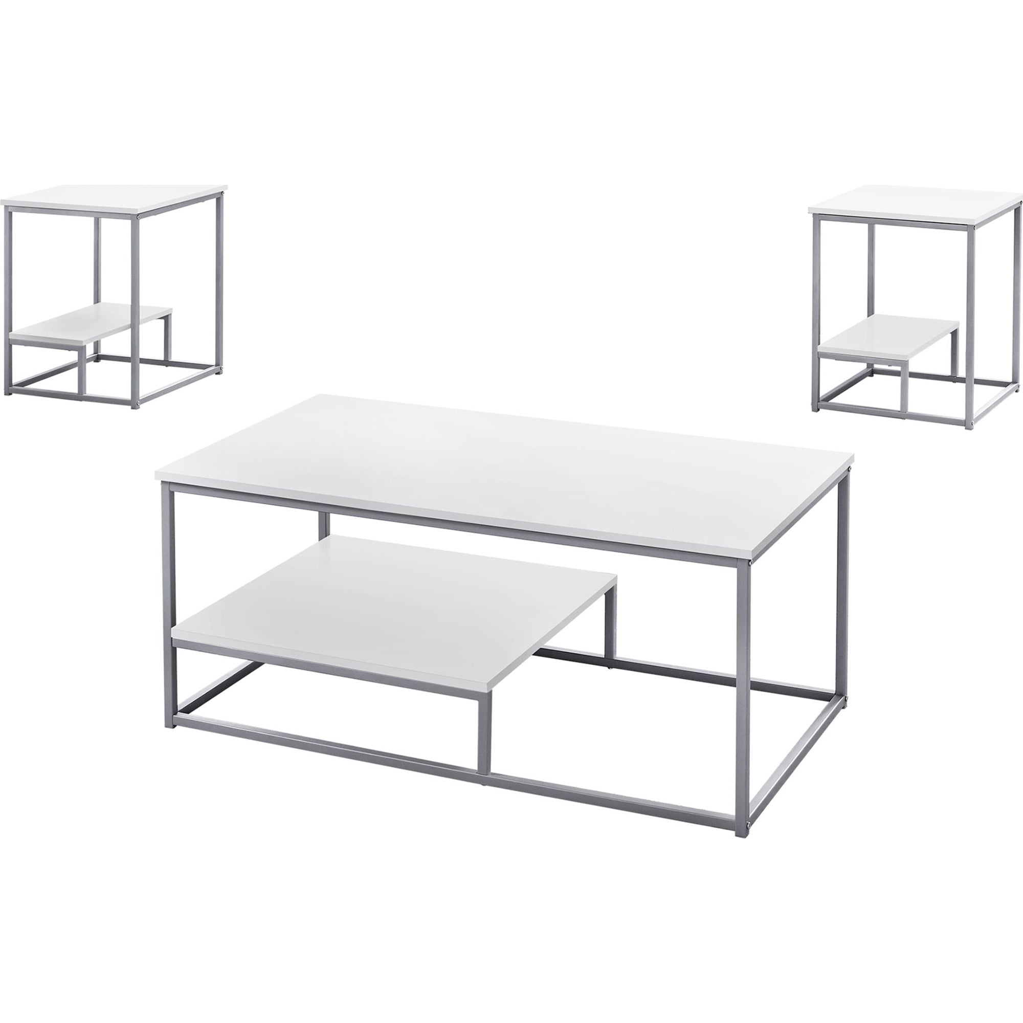 Lot de 3 tables Arianna - Blanc/Argent