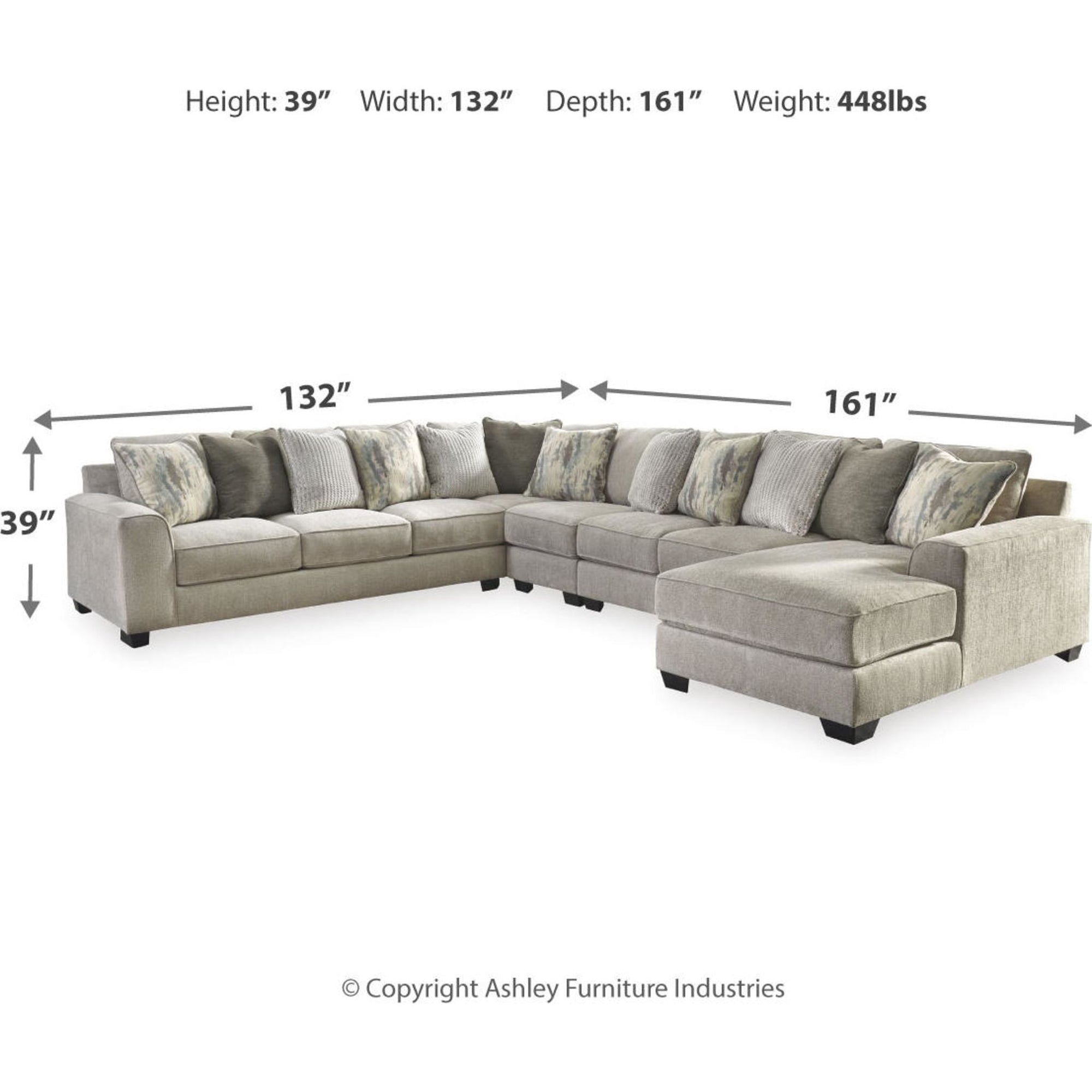 Canapé modulable Ardsley 5 pièces avec méridienne