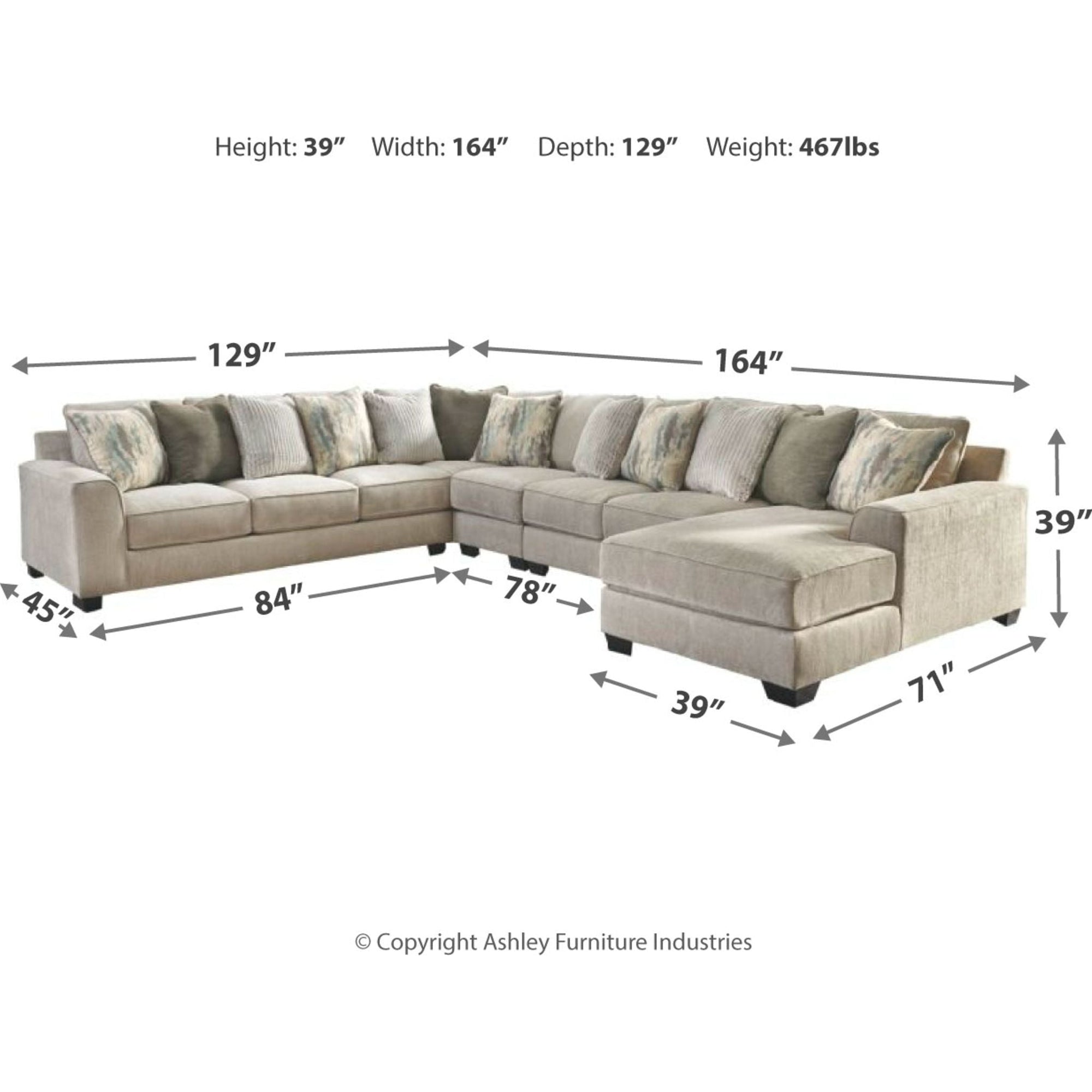Canapé modulable Ardsley 5 pièces avec méridienne