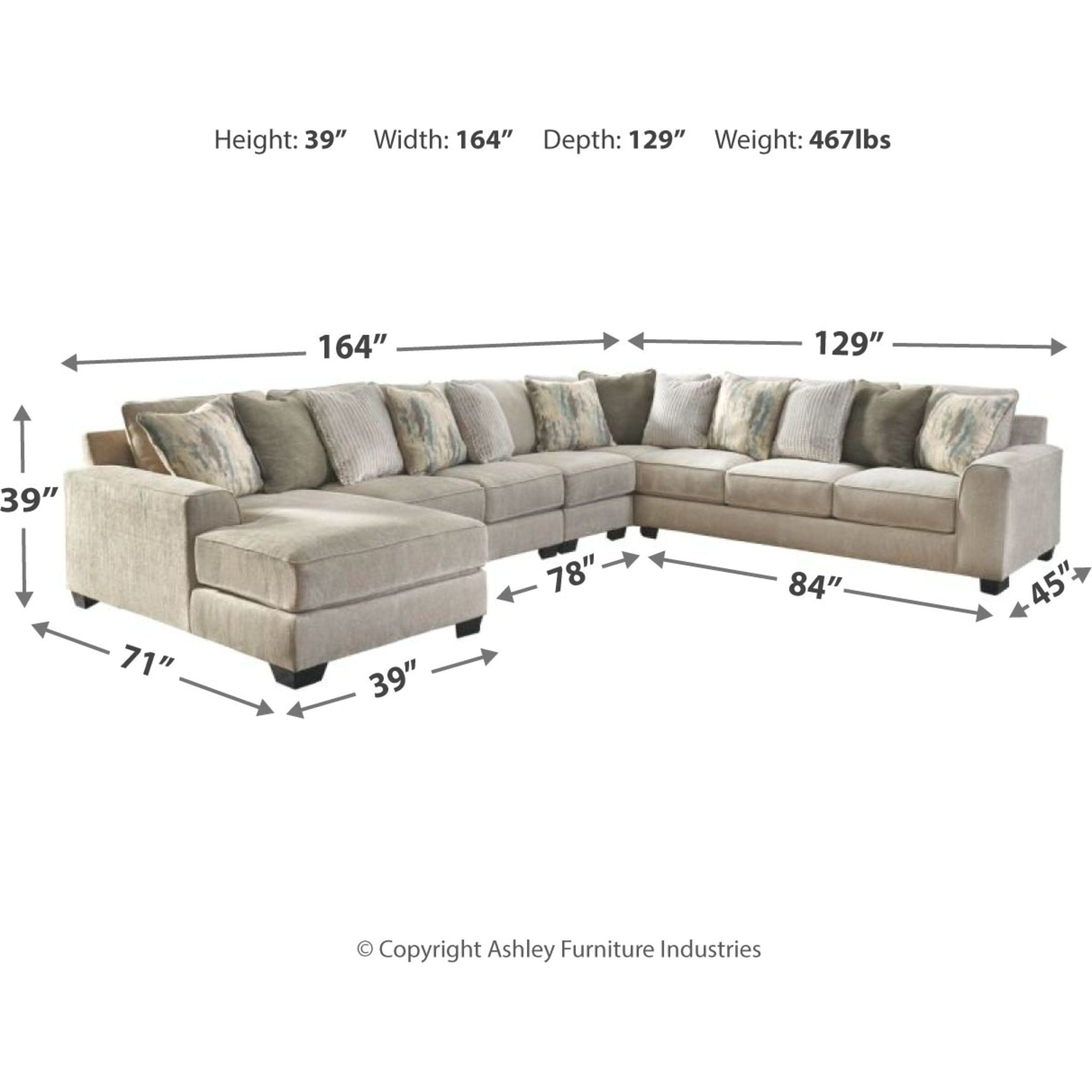Canapé modulable Ardsley 5 pièces avec méridienne